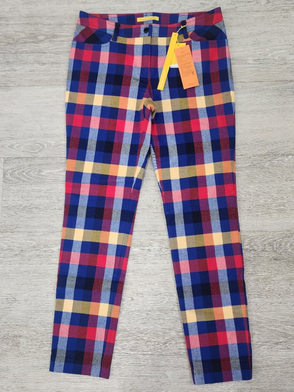 Louis Castel Golf Pants Women W29 Multicolor Check Plaid Comfortable Slim